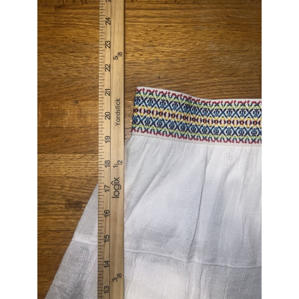 IZ Byer Girls Medium (10-12) White Tiered Knee‎ Length Color Elastic Waist Skirt - Picture 3 of 5